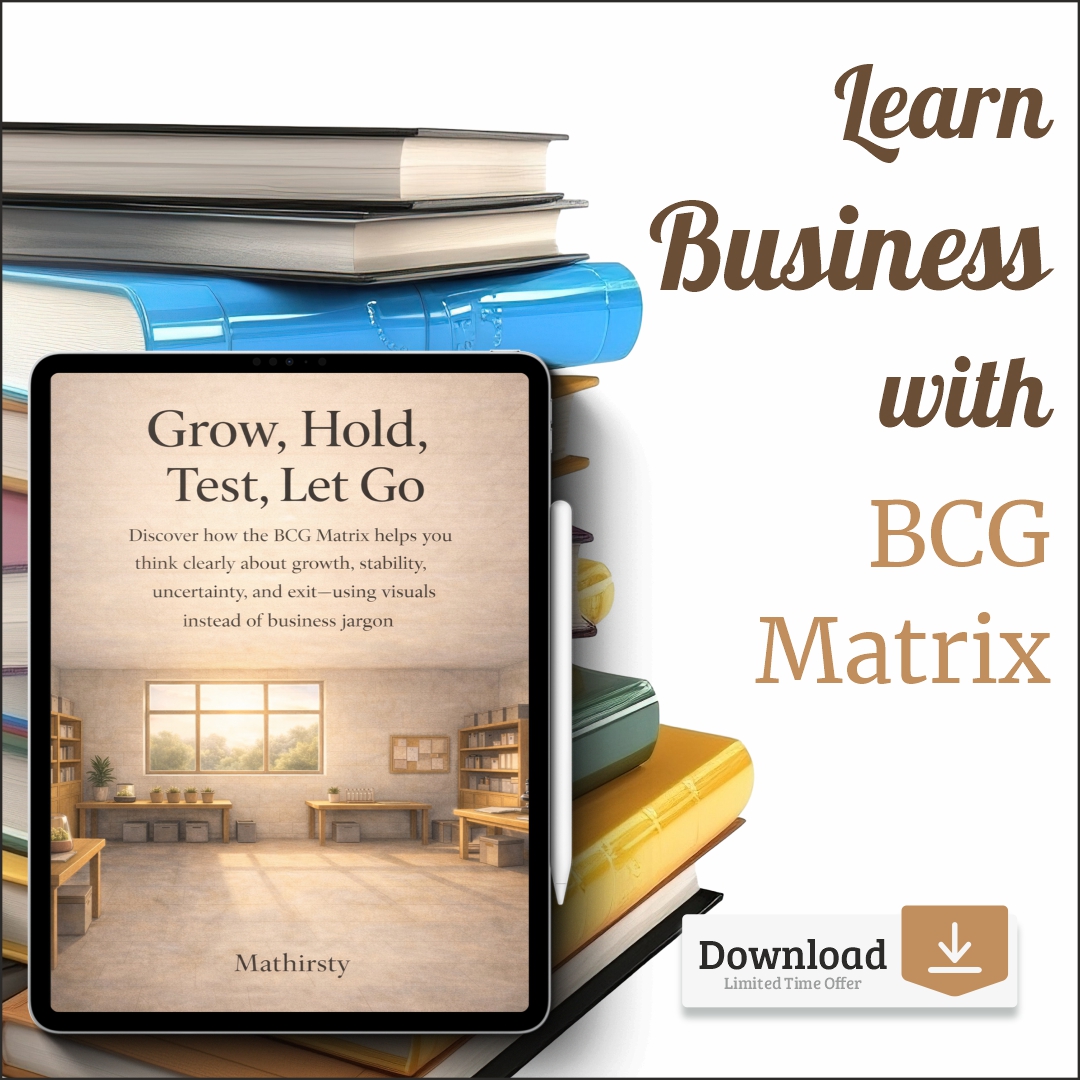 Grow, Hold, Test, Let Go — A Visual Storybook Guide to the BCG Matrix (62-Page eBook PDF) by Mathirsty
